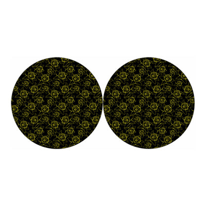 Black And Yellow Daffodil Pattern Print Car Coasters
