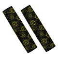 Black And Yellow Daffodil Pattern Print Car Seat Belt Covers