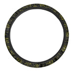 Black And Yellow Daffodil Pattern Print Car Steering Wheel Cover