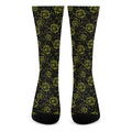 Black And Yellow Daffodil Pattern Print Crew Socks