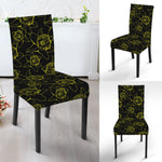 Black And Yellow Daffodil Pattern Print Dining Chair Slipcover