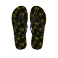 Black And Yellow Daffodil Pattern Print Flip Flops