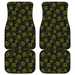 Black And Yellow Daffodil Pattern Print Front and Back Car Floor Mats