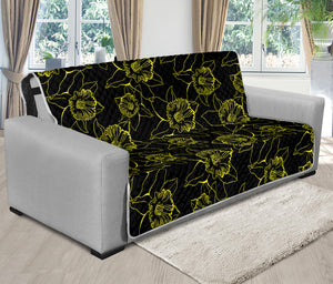 Black And Yellow Daffodil Pattern Print Futon Protector