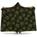 Black And Yellow Daffodil Pattern Print Hooded Blanket