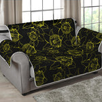 Black And Yellow Daffodil Pattern Print Loveseat Protector