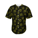 Black And Yellow Daffodil Pattern Print Men's Baseball Jersey