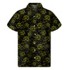 Black And Yellow Daffodil Pattern Print Men's Short Sleeve Shirt