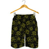 Black And Yellow Daffodil Pattern Print Men's Shorts