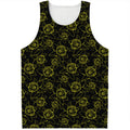 Black And Yellow Daffodil Pattern Print Men's Tank Top