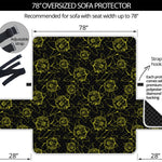 Black And Yellow Daffodil Pattern Print Oversized Sofa Protector