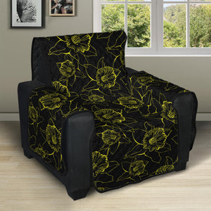 Black And Yellow Daffodil Pattern Print Recliner Protector