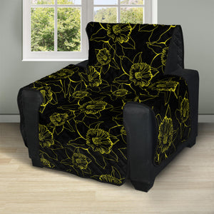 Black And Yellow Daffodil Pattern Print Recliner Protector