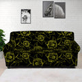 Black And Yellow Daffodil Pattern Print Sofa Cover
