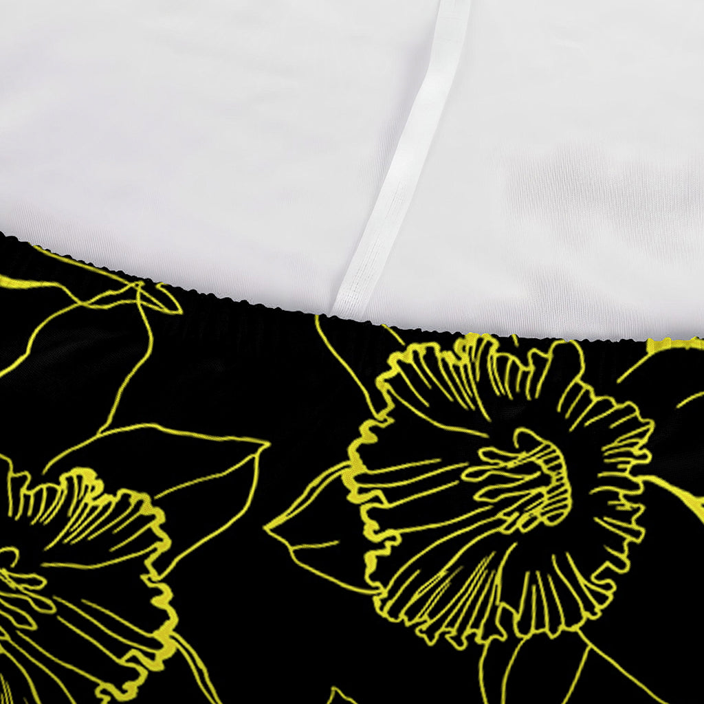 Black And Yellow Daffodil Pattern Print Sofa Cover