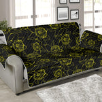 Black And Yellow Daffodil Pattern Print Sofa Protector
