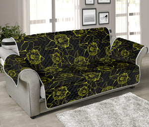 Black And Yellow Daffodil Pattern Print Sofa Protector