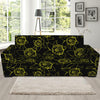 Black And Yellow Daffodil Pattern Print Sofa Slipcover