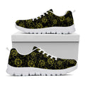 Black And Yellow Daffodil Pattern Print White Running Shoes