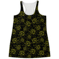 Black And Yellow Daffodil Pattern Print Women's Racerback Tank Top