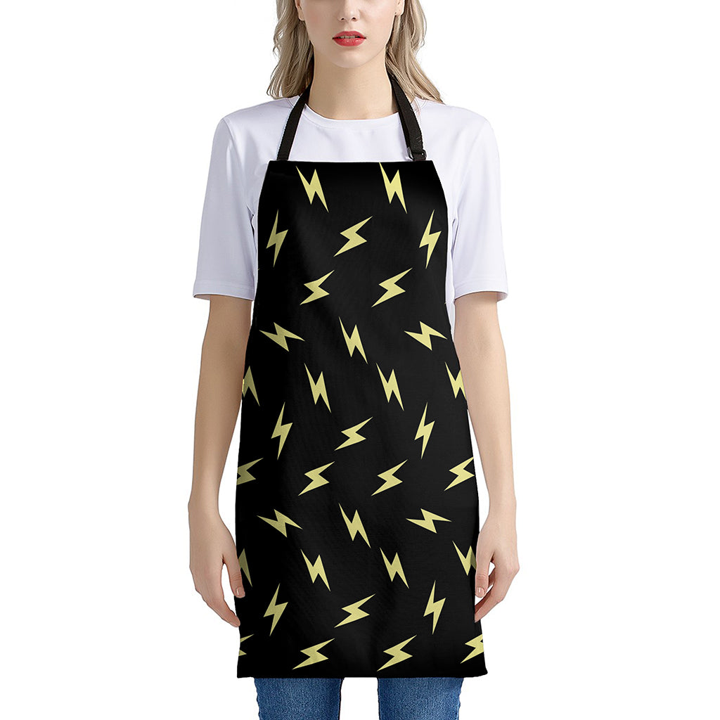 Black And Yellow Lightning Pattern Print Apron