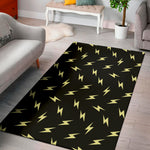 Black And Yellow Lightning Pattern Print Area Rug