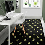 Black And Yellow Lightning Pattern Print Area Rug