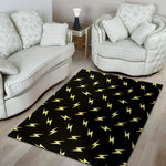 Black And Yellow Lightning Pattern Print Area Rug