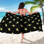 Black And Yellow Lightning Pattern Print Beach Sarong Wrap