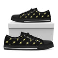 Black And Yellow Lightning Pattern Print Black Low Top Sneakers