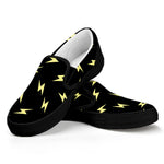 Black And Yellow Lightning Pattern Print Black Slip On Shoes