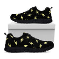 Black And Yellow Lightning Pattern Print Black Running Shoes