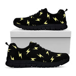 Black And Yellow Lightning Pattern Print Black Sneakers