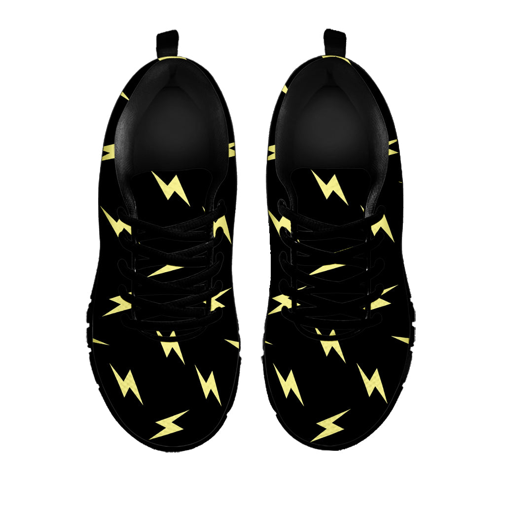 Black And Yellow Lightning Pattern Print Black Sneakers