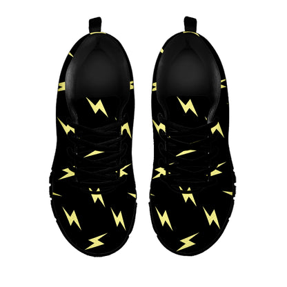 Black And Yellow Lightning Pattern Print Black Sneakers