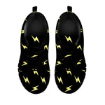 Black And Yellow Lightning Pattern Print Black Sneakers