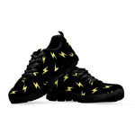 Black And Yellow Lightning Pattern Print Black Sneakers