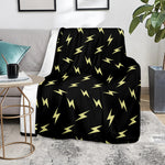 Black And Yellow Lightning Pattern Print Blanket