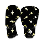 Black And Yellow Lightning Pattern Print Boxing Gloves