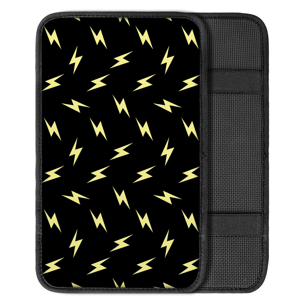 Black And Yellow Lightning Pattern Print Car Center Console Cover