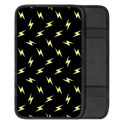 Black And Yellow Lightning Pattern Print Car Center Console Cover