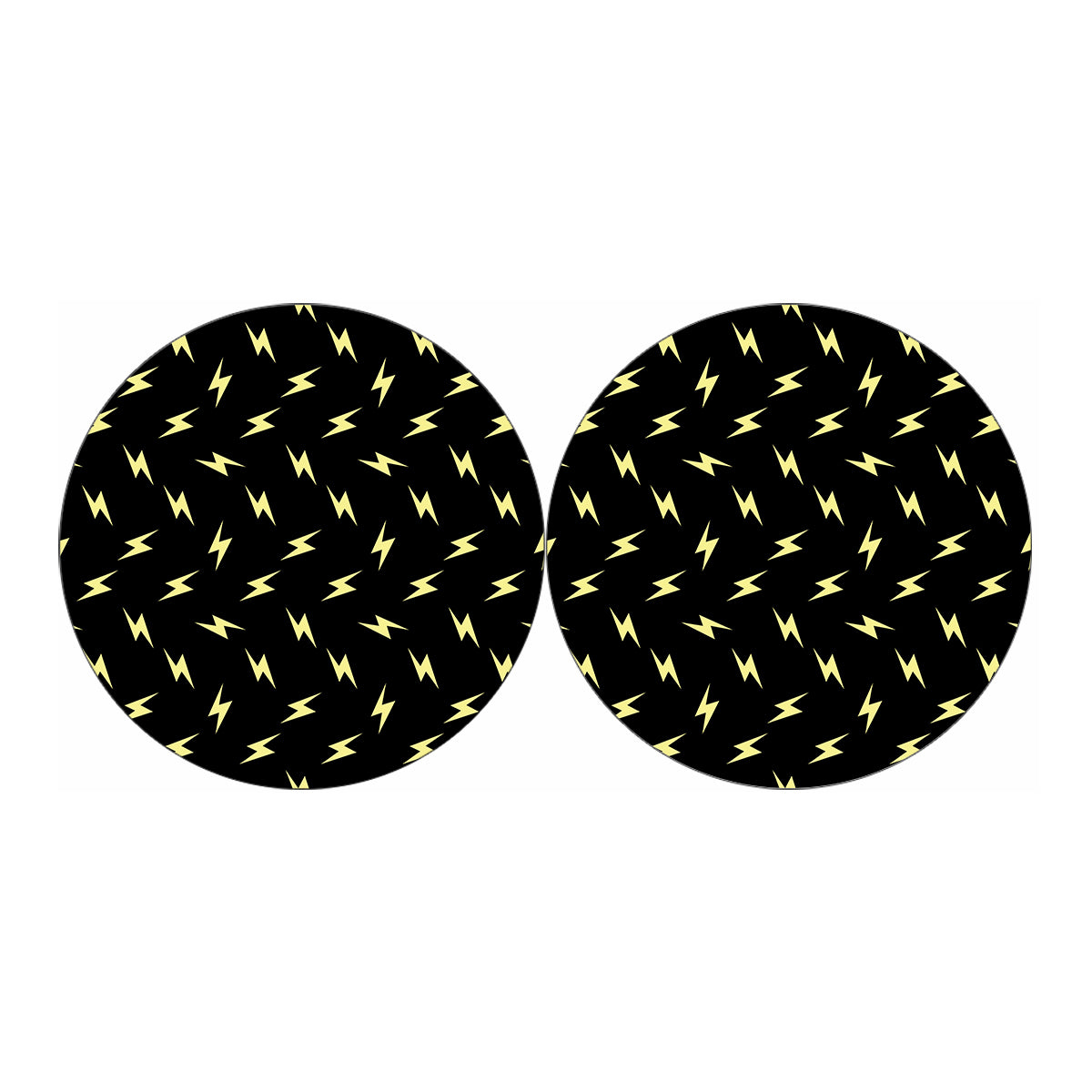 Black And Yellow Lightning Pattern Print Car Coasters