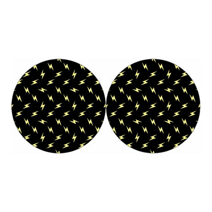 Black And Yellow Lightning Pattern Print Car Coasters