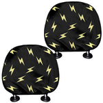 Black And Yellow Lightning Pattern Print Car Headrest Covers