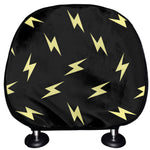 Black And Yellow Lightning Pattern Print Car Headrest Covers