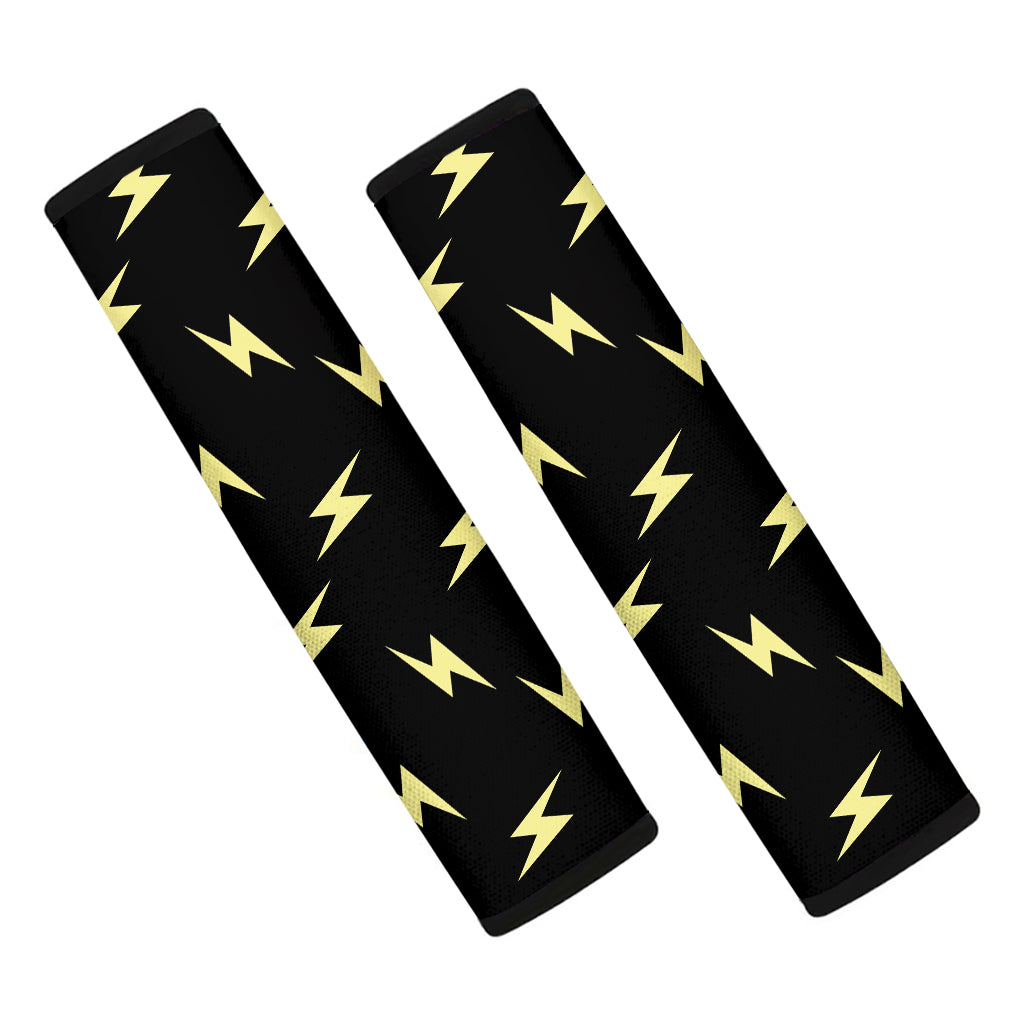 Black And Yellow Lightning Pattern Print Car Seat Belt Covers