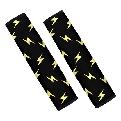 Black And Yellow Lightning Pattern Print Car Seat Belt Covers
