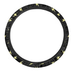 Black And Yellow Lightning Pattern Print Car Steering Wheel Cover