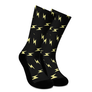 Black And Yellow Lightning Pattern Print Crew Socks