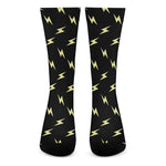 Black And Yellow Lightning Pattern Print Crew Socks